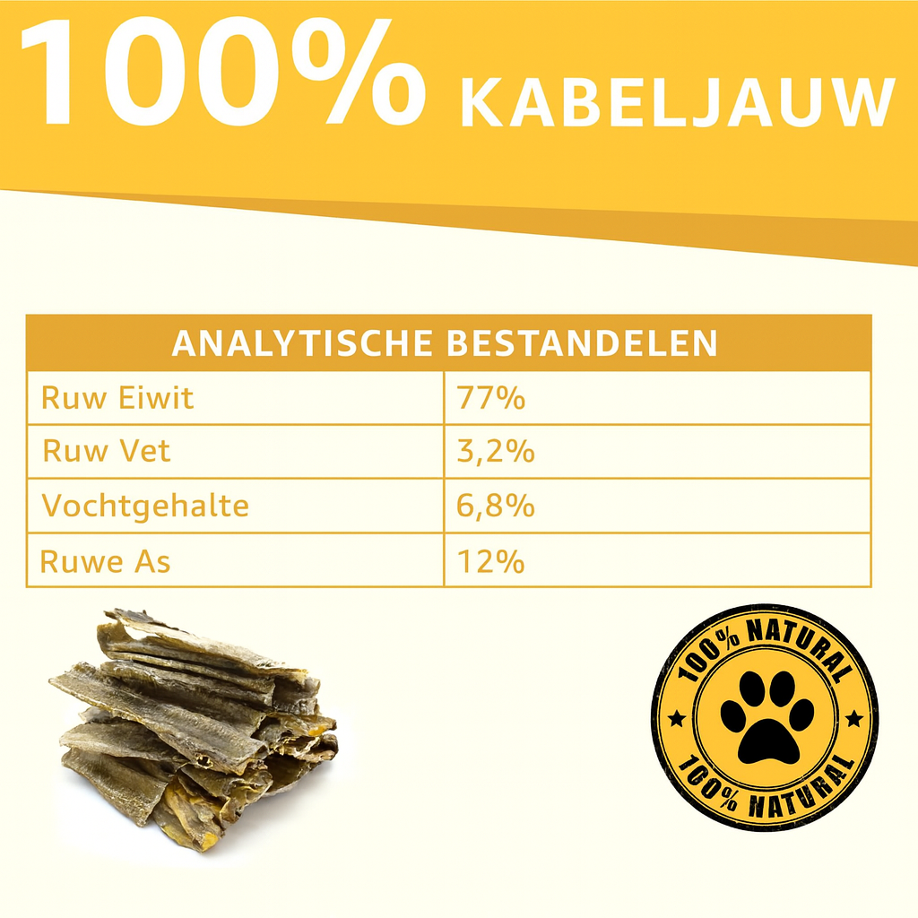Knapperige Kabeljauwhuid – Natuurlijke Snack voor Blije Honden