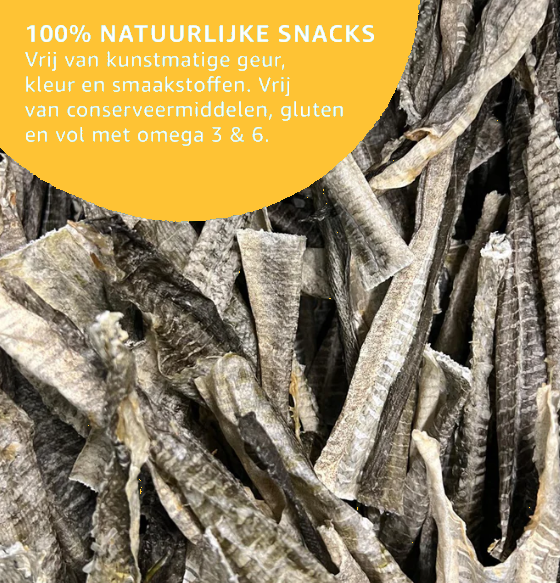 Knapperige Kabeljauwhuid – Natuurlijke Snack voor Blije Honden